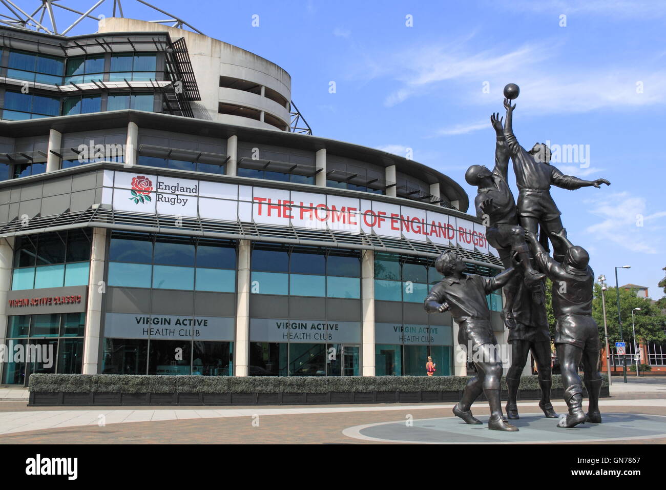 „Core Values“ (Gerald Laing, 2010, Bronze), Twickenham Stadium, Greater London, England, Großbritannien, Großbritannien, Großbritannien, Europa Stockfoto