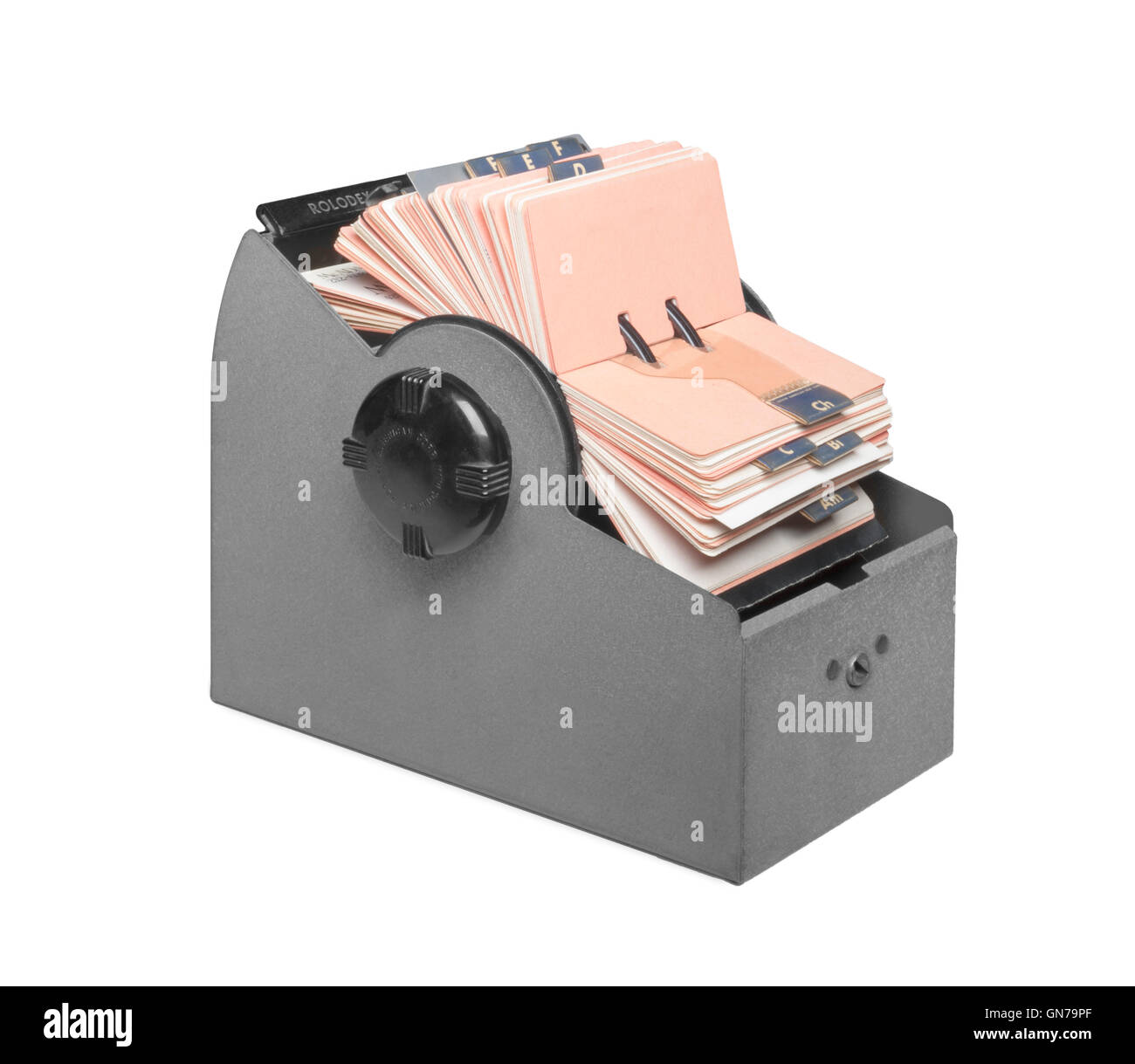 Mitte des Jahrhunderts Rolodex Datei offen vorne rechts Stockfoto