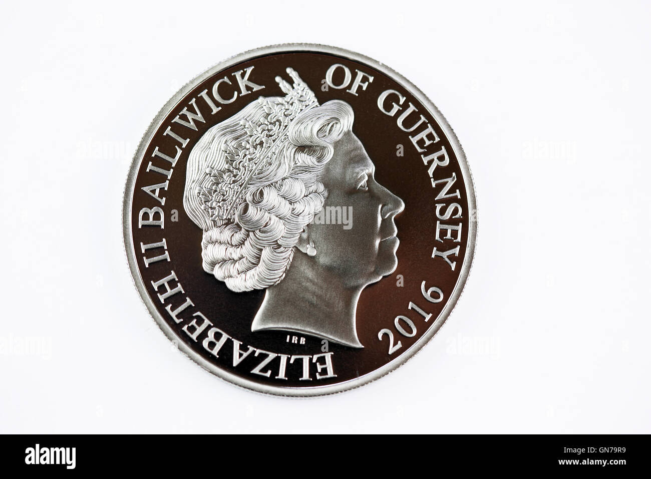 Rückseite eines 2016 10 Pence Münze, Teil der Vogtei Guernsey Serie von Münzen Stockfoto