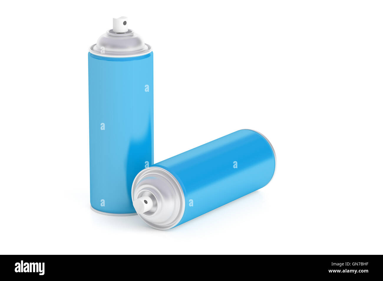 blaue Sprühfarbe Dosen, 3D-Rendering isolierten auf weißen Hintergrund Stockfoto