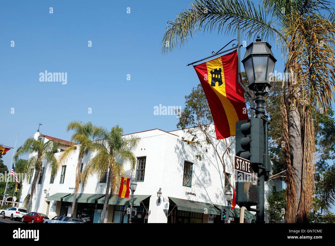 State Street während spanische Tage, Altstadt, Santa Barbara, California, Vereinigte Staaten von Amerika Stockfoto