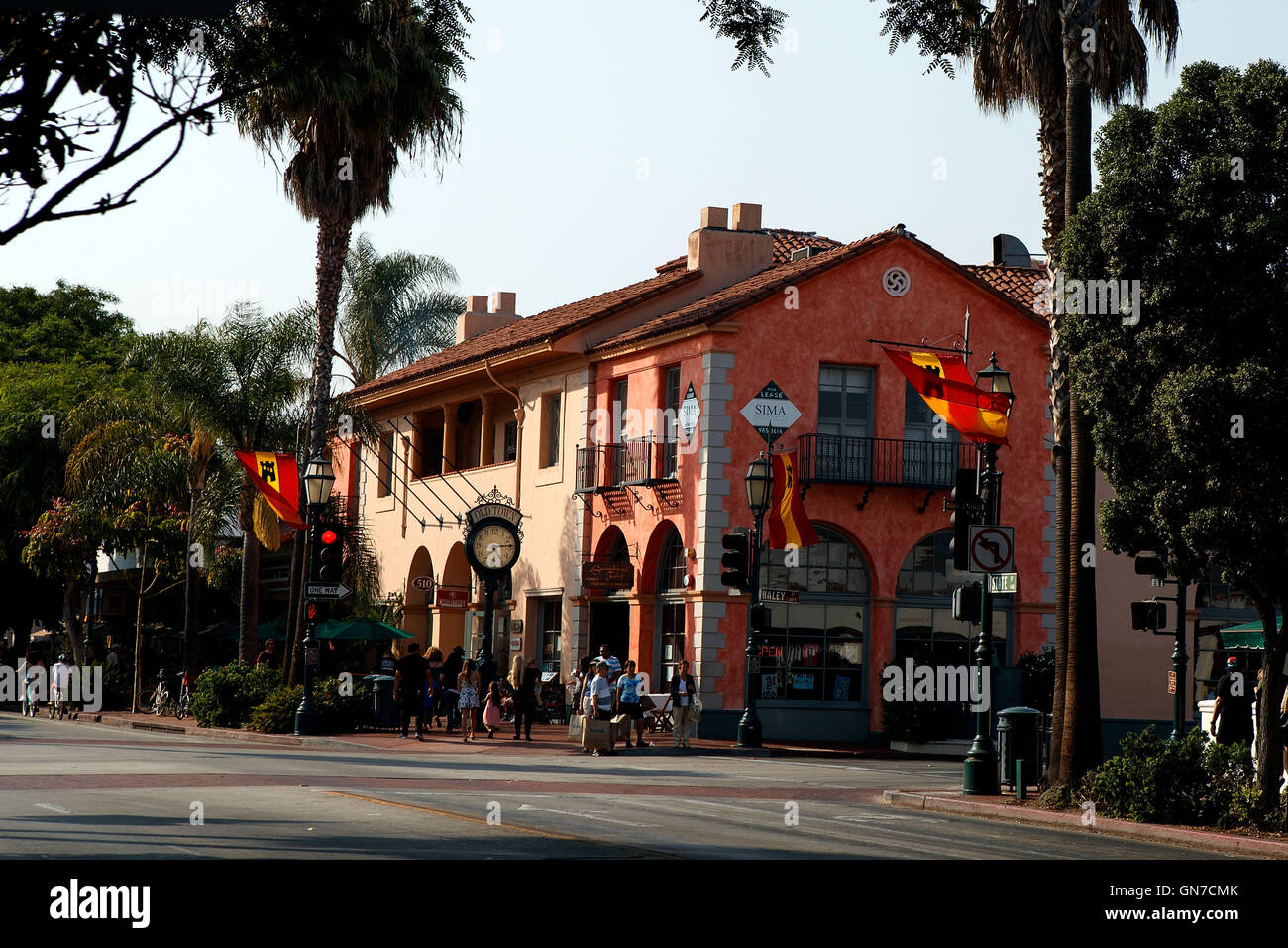 State Street während spanische Tage, Altstadt, Santa Barbara, California, Vereinigte Staaten von Amerika Stockfoto