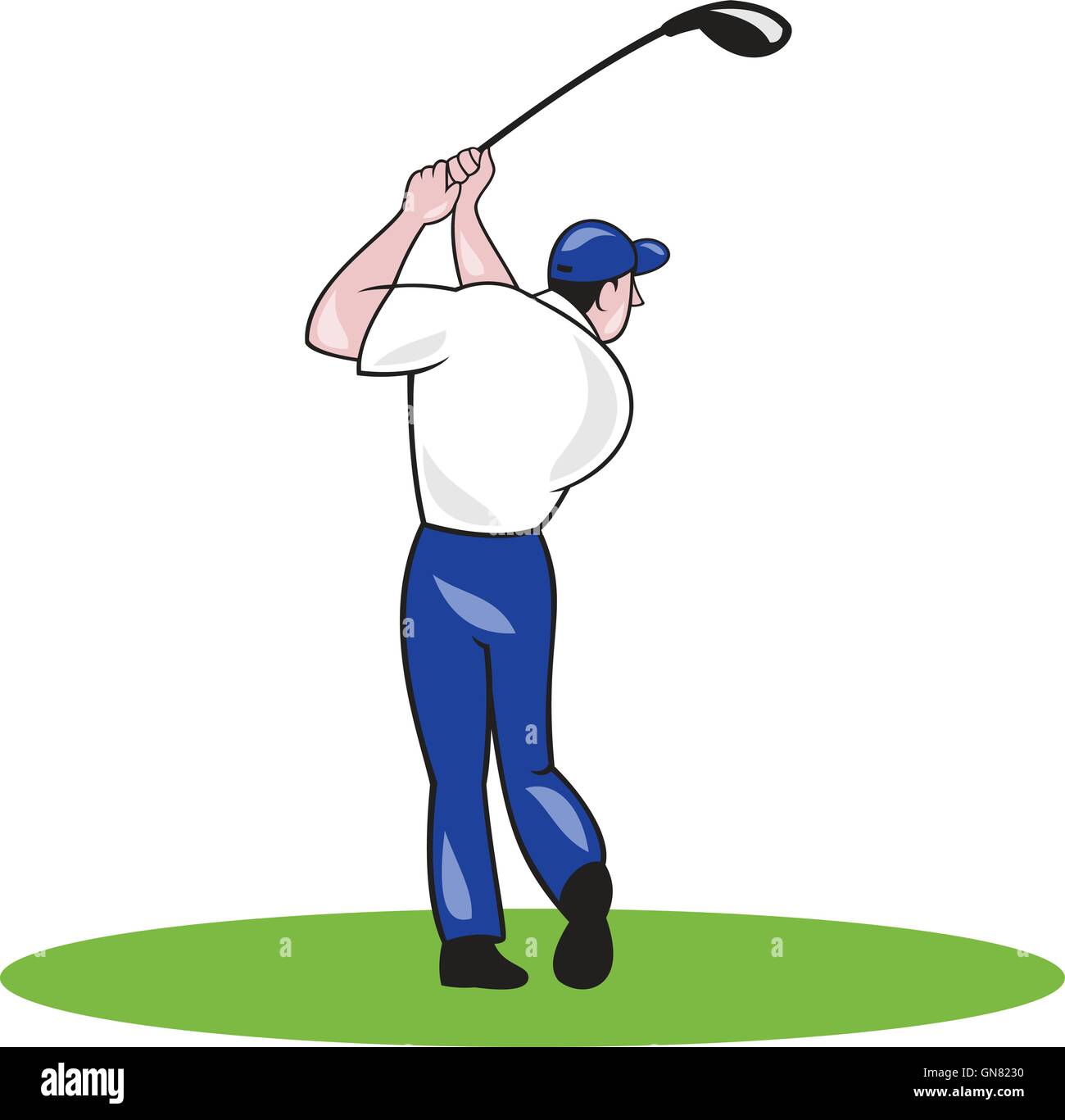 Golfspieler schwingen Club Kreis Cartoon Stock Vektor