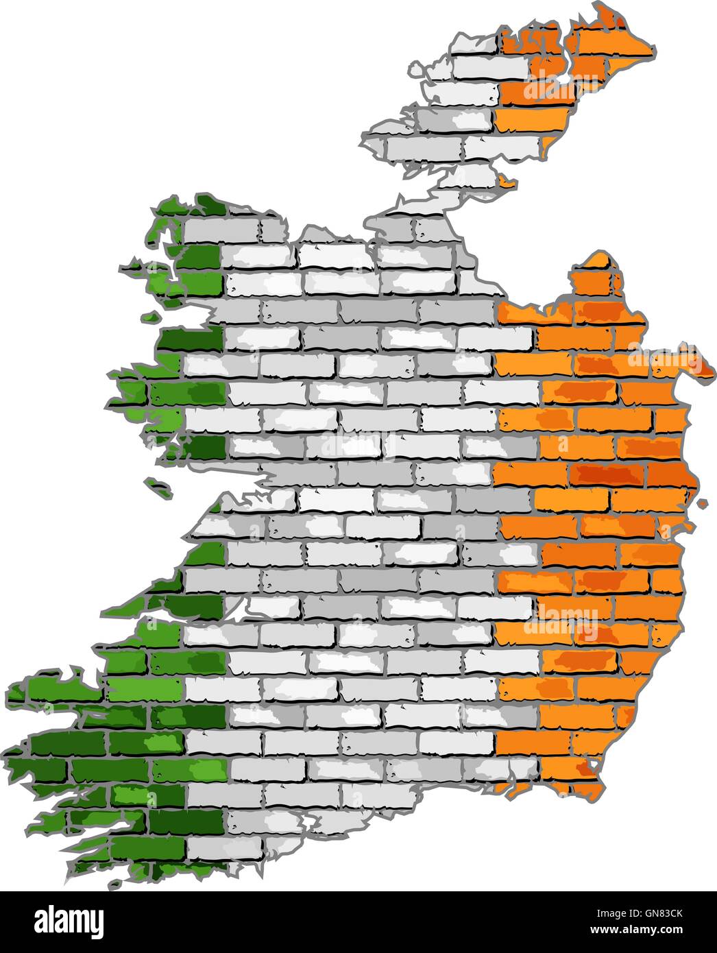 Irland-Karte auf eine Mauer - Illustration, Stock Vektor