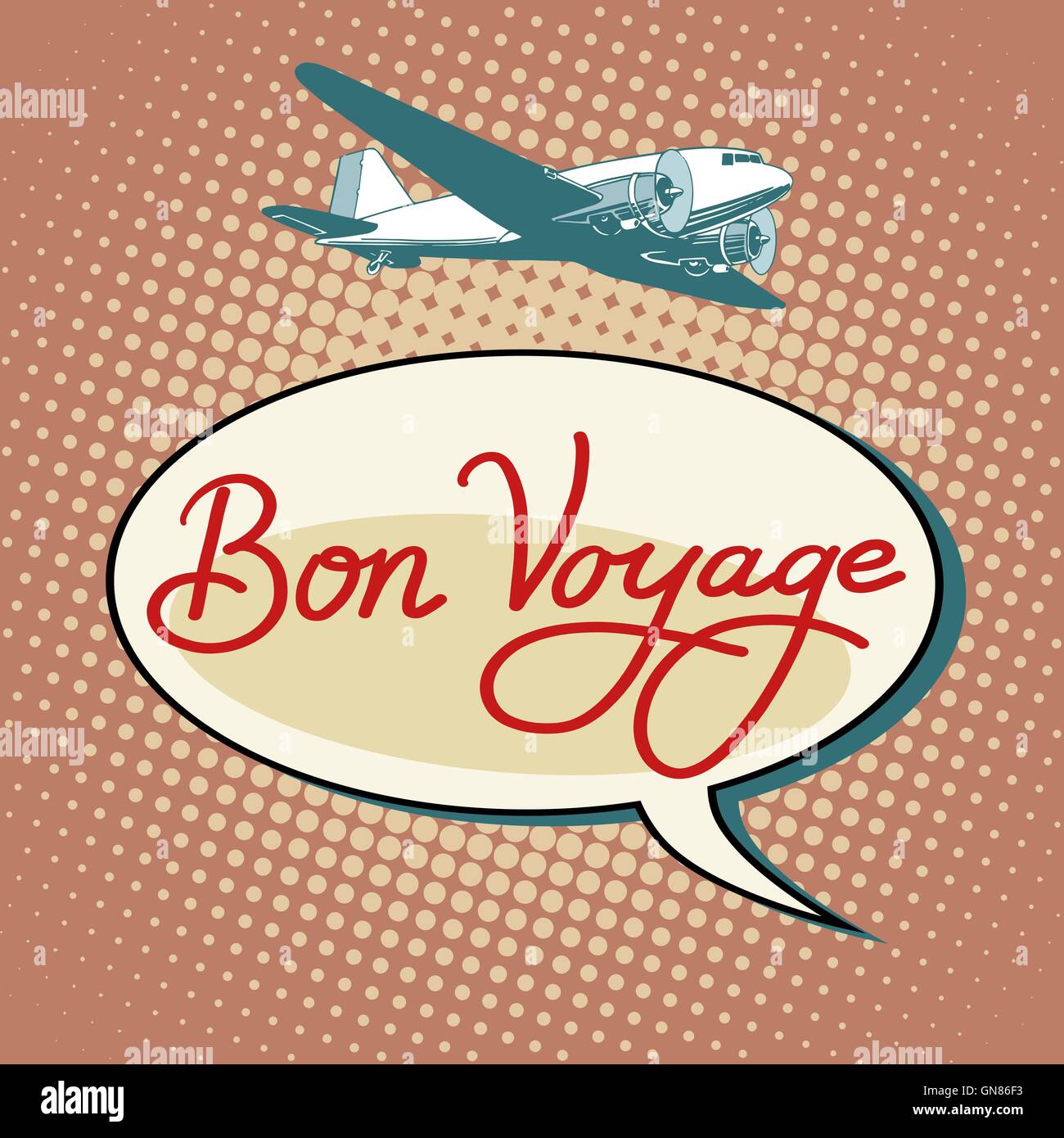 Bon Voyage Flugzeug Tourismus Flüge Stock Vektor