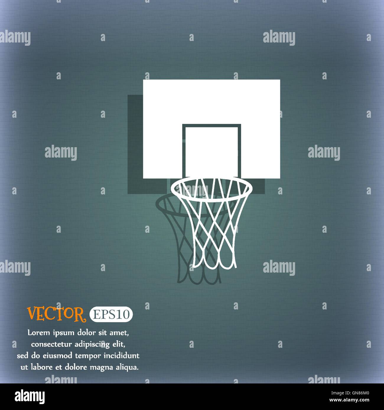 Basketball-Backboard Symbol. Auf dem blau-grünen abstrakten Hintergrund mit Schatten und Platz für Ihren Text. Vektor Stock Vektor