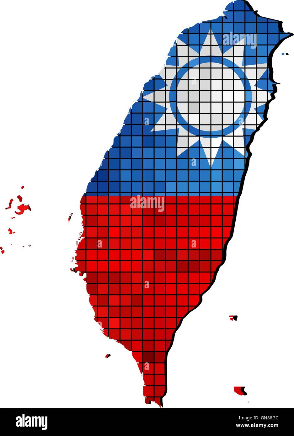 Taiwan-Karte mit Flagge im Inneren Stock Vektor