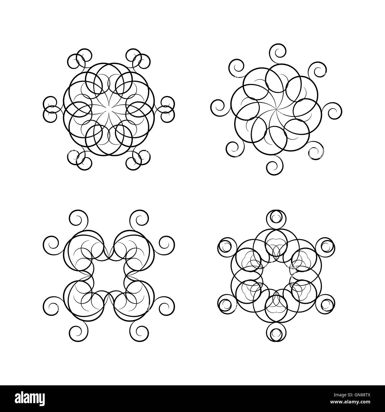 Eine Reihe von kreisförmigen Ornamenten, Vektor-Illustration. Stock Vektor