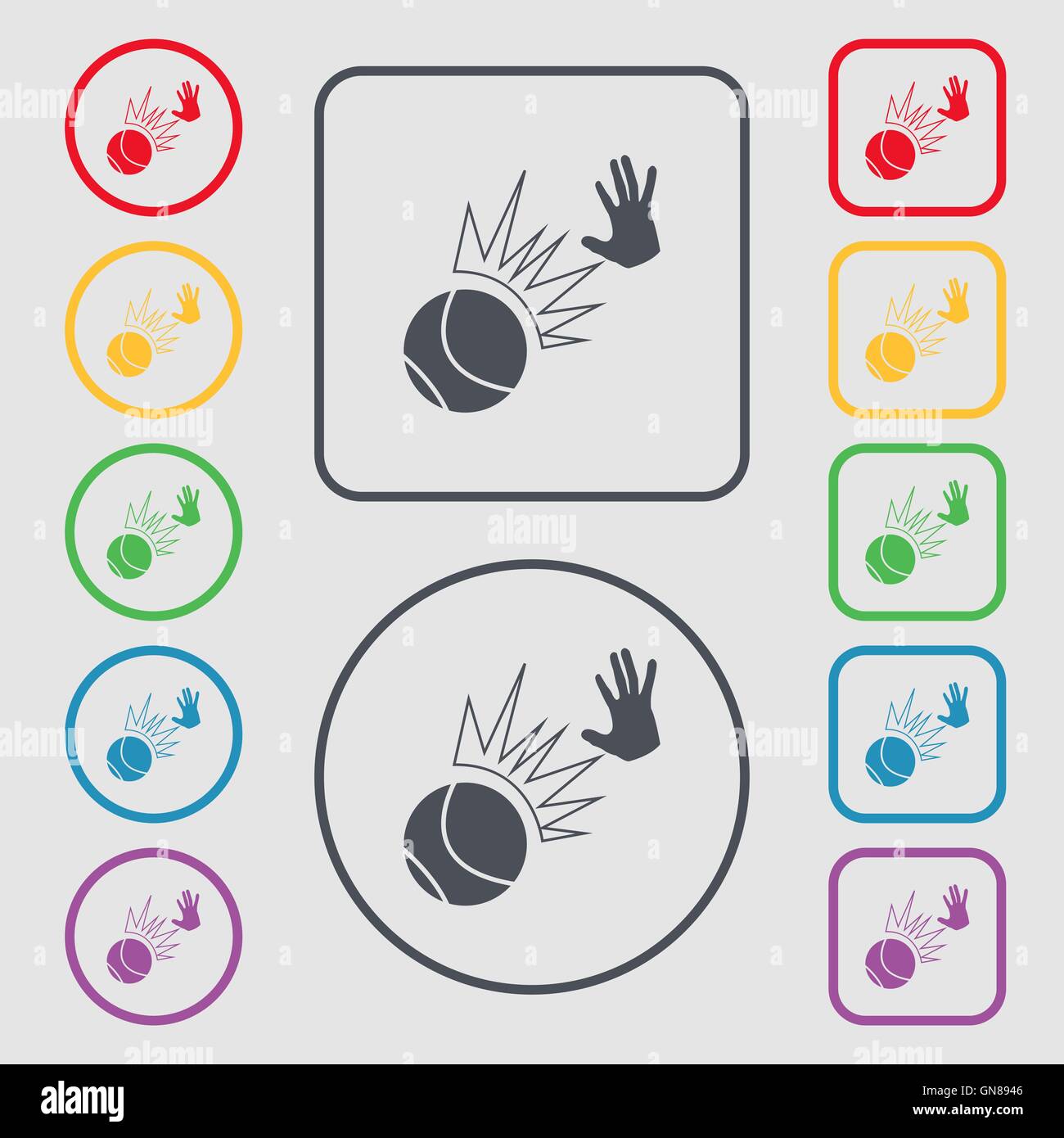 Basketball-Ikone Zeichen. Symbol auf der Runde und quadratische Tasten mit Rahmen. Vektor Stock Vektor