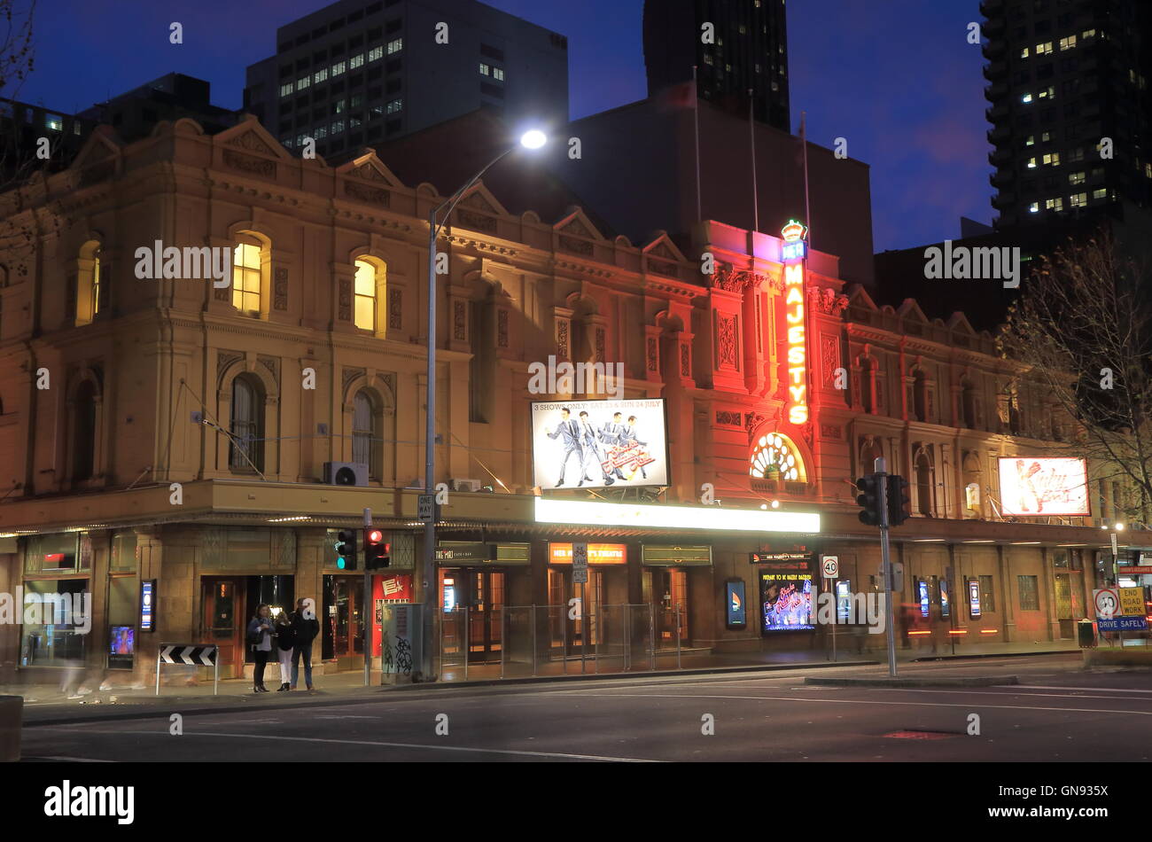 Majestät Theater historische Architektur in Melbourne Australien. Stockfoto