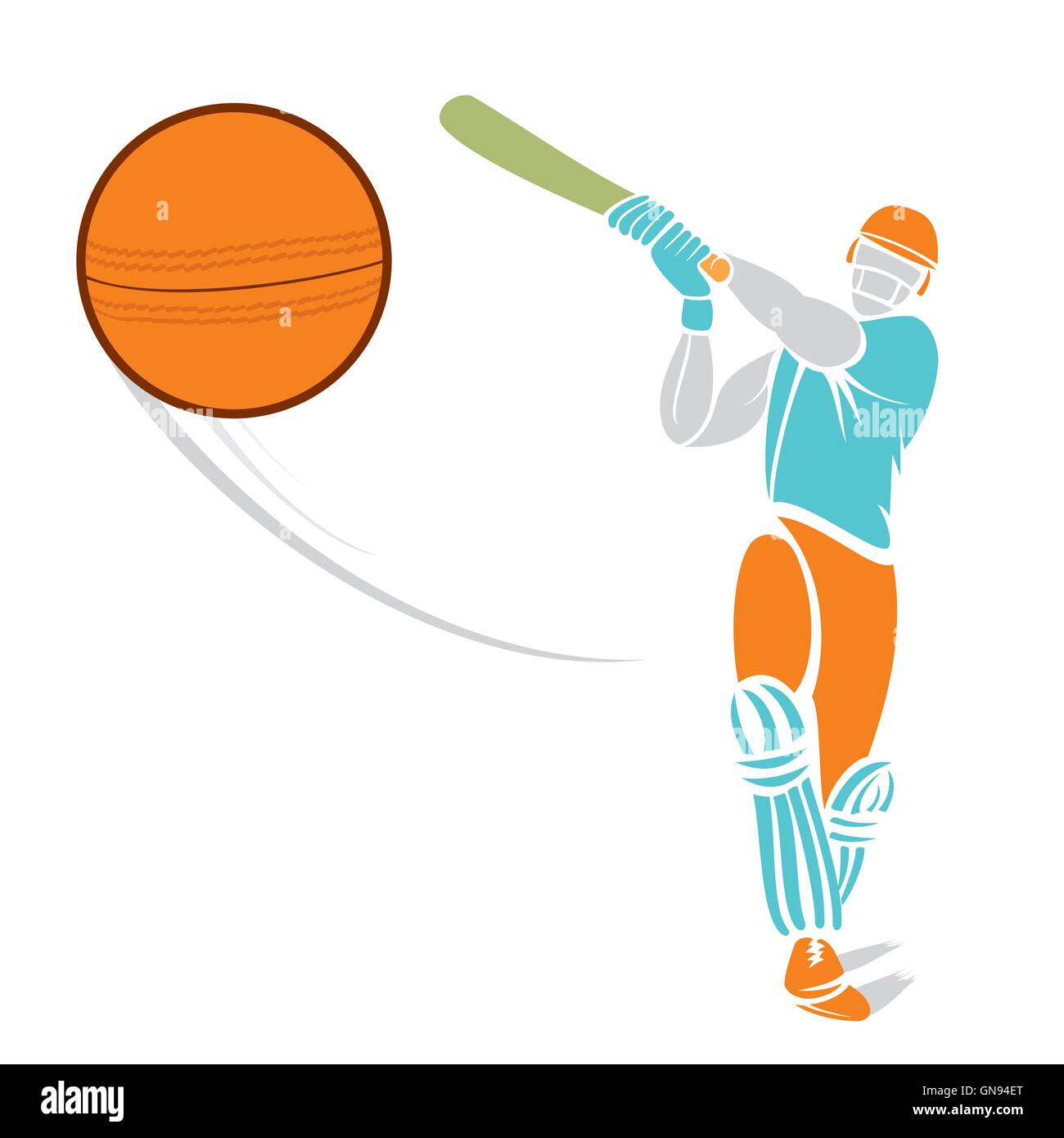Skizze Cricketspieler schlagen den Ball Design Vektor Stock Vektor
