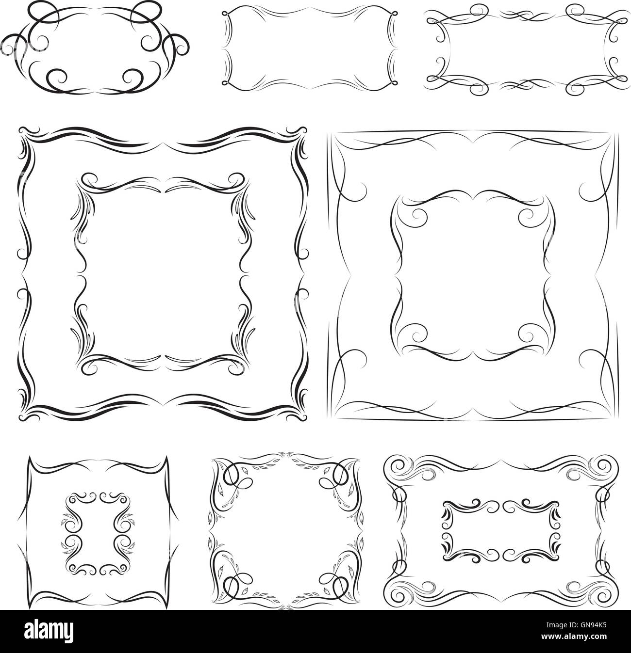 Vektor-kalligraphische Frames-Set Stock Vektor