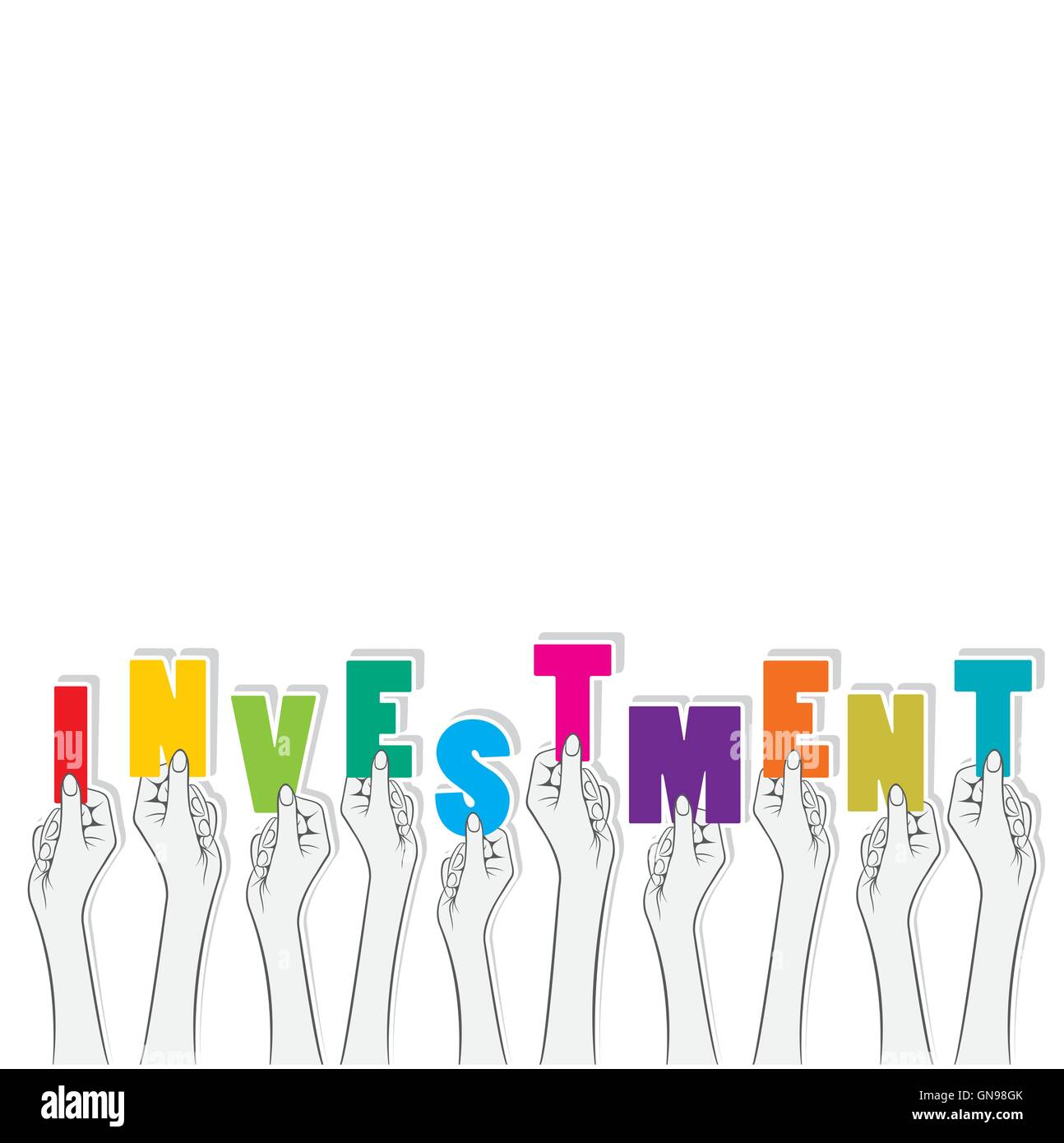 Investitionen Wort halten in der hand Konzept Design Vektor Stock Vektor