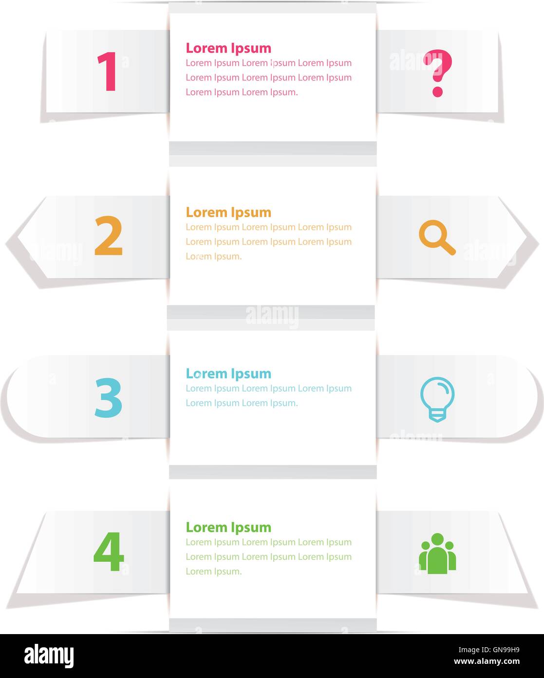Infografik-vier-Stufen-Etiketten Stock Vektor