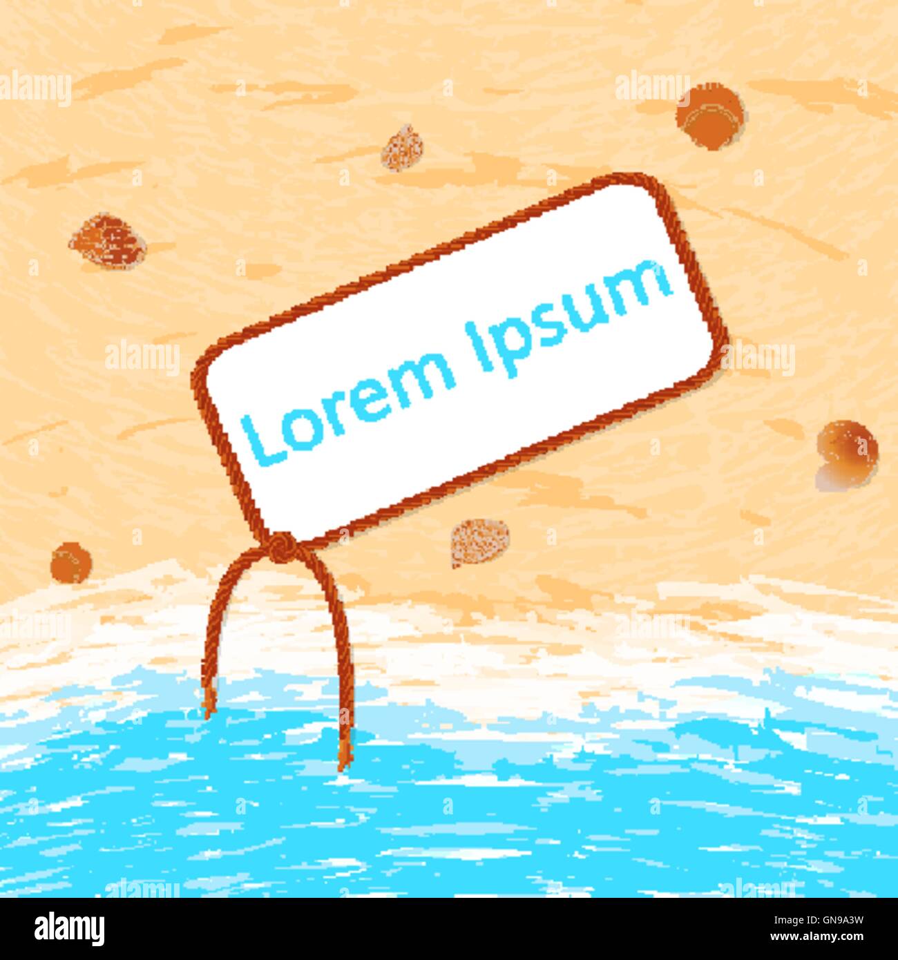 Vektor Rahmen für Ihren Text am Sandstrand. Meer, Muscheln, sand Stock Vektor