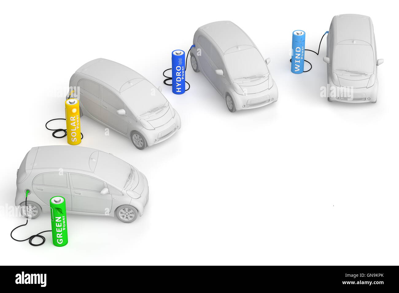 Akku-Tankstelle - Kraftstoffe erneuerbarer Energien E-Autos Stockfoto