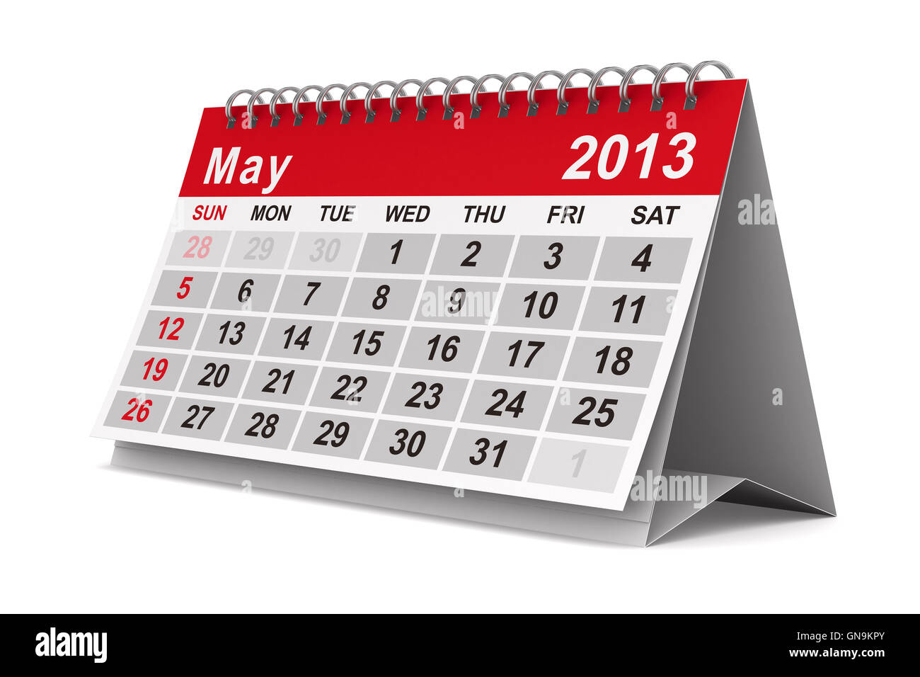 Kalender für das Jahr 2013. Mai. Isolierte 3D-Bild Stockfoto