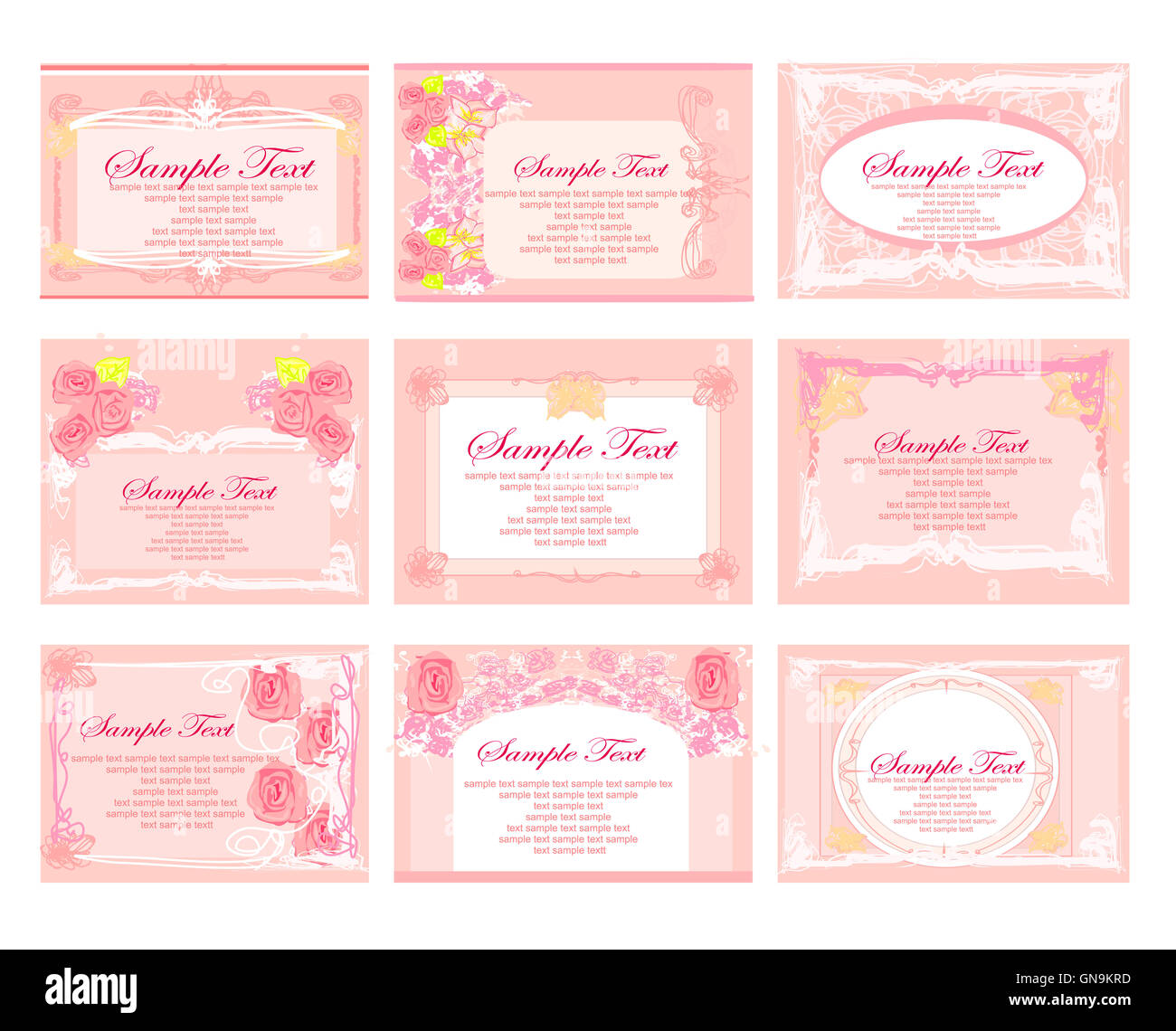 Reihe von verschiedenen Visitenkarten Stockfoto