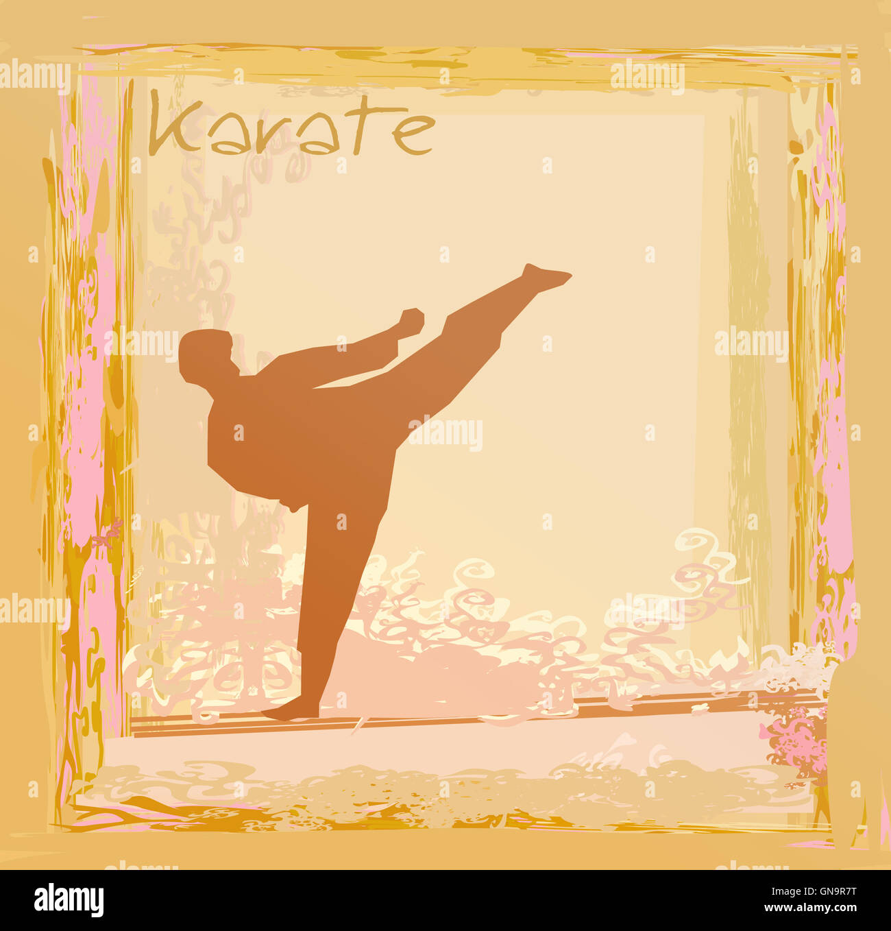 Karate-Grunge-Plakat Stockfoto