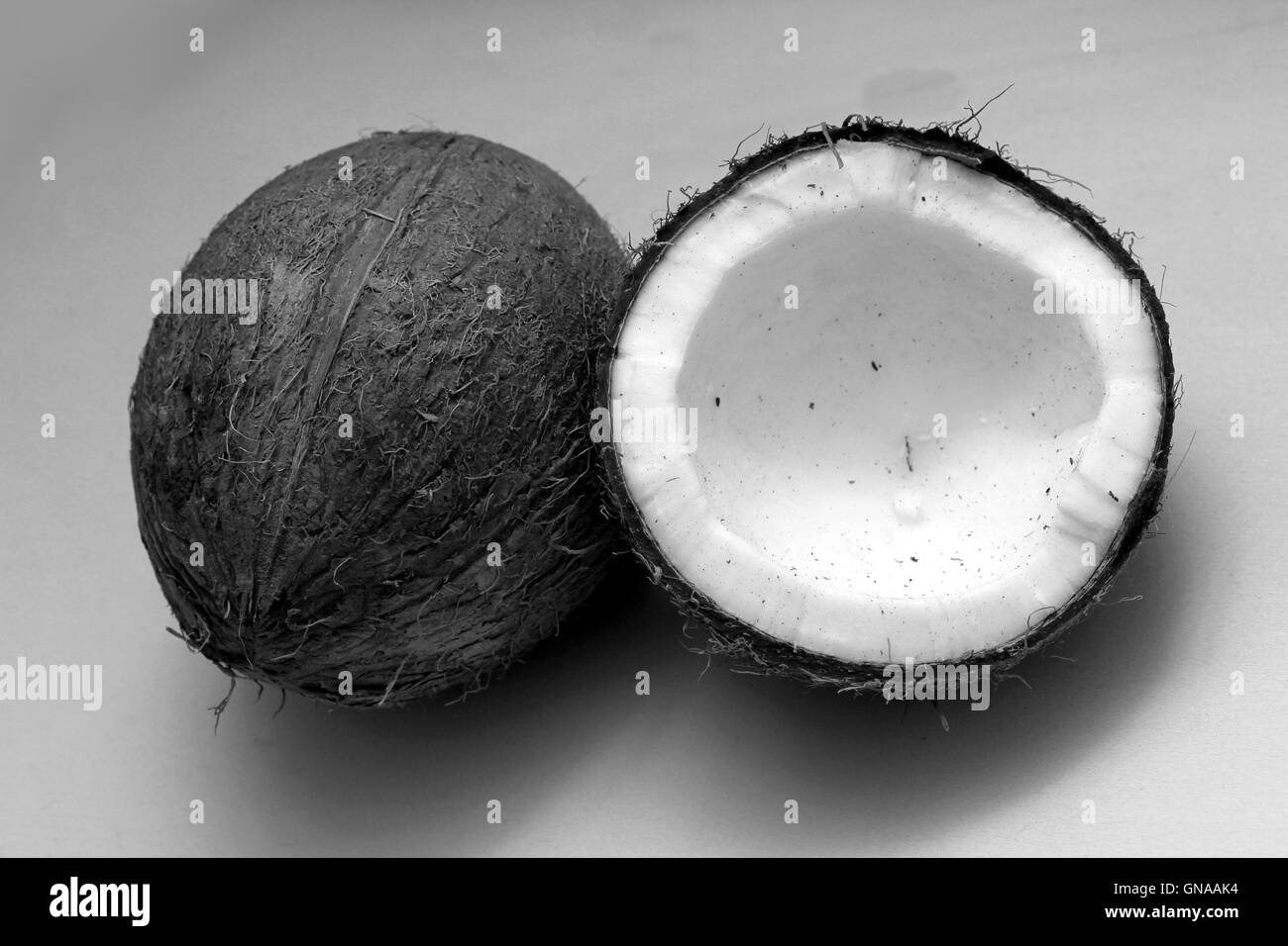 Kokosnüsse schwarz / weiß Stockfoto