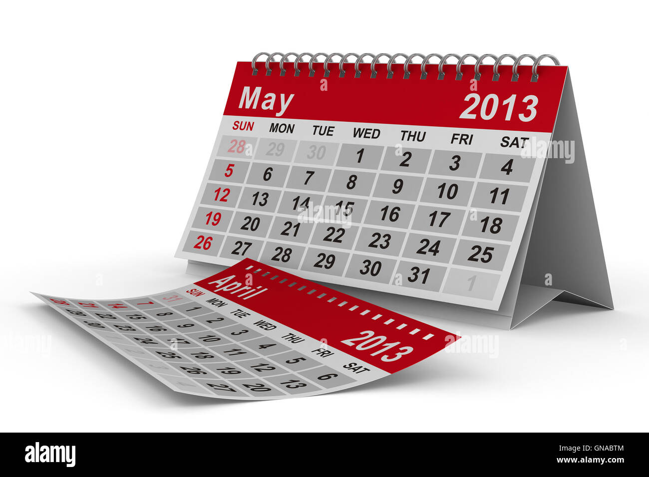 Kalender für das Jahr 2013. Mai. Isolierte 3D-Bild Stockfoto