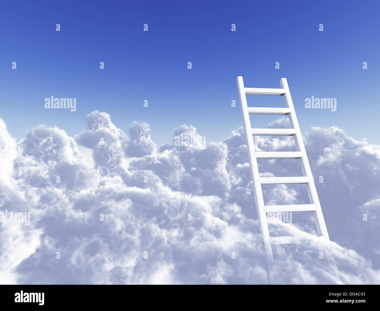 weiße Treppe steigen in den Wolken Stockfoto