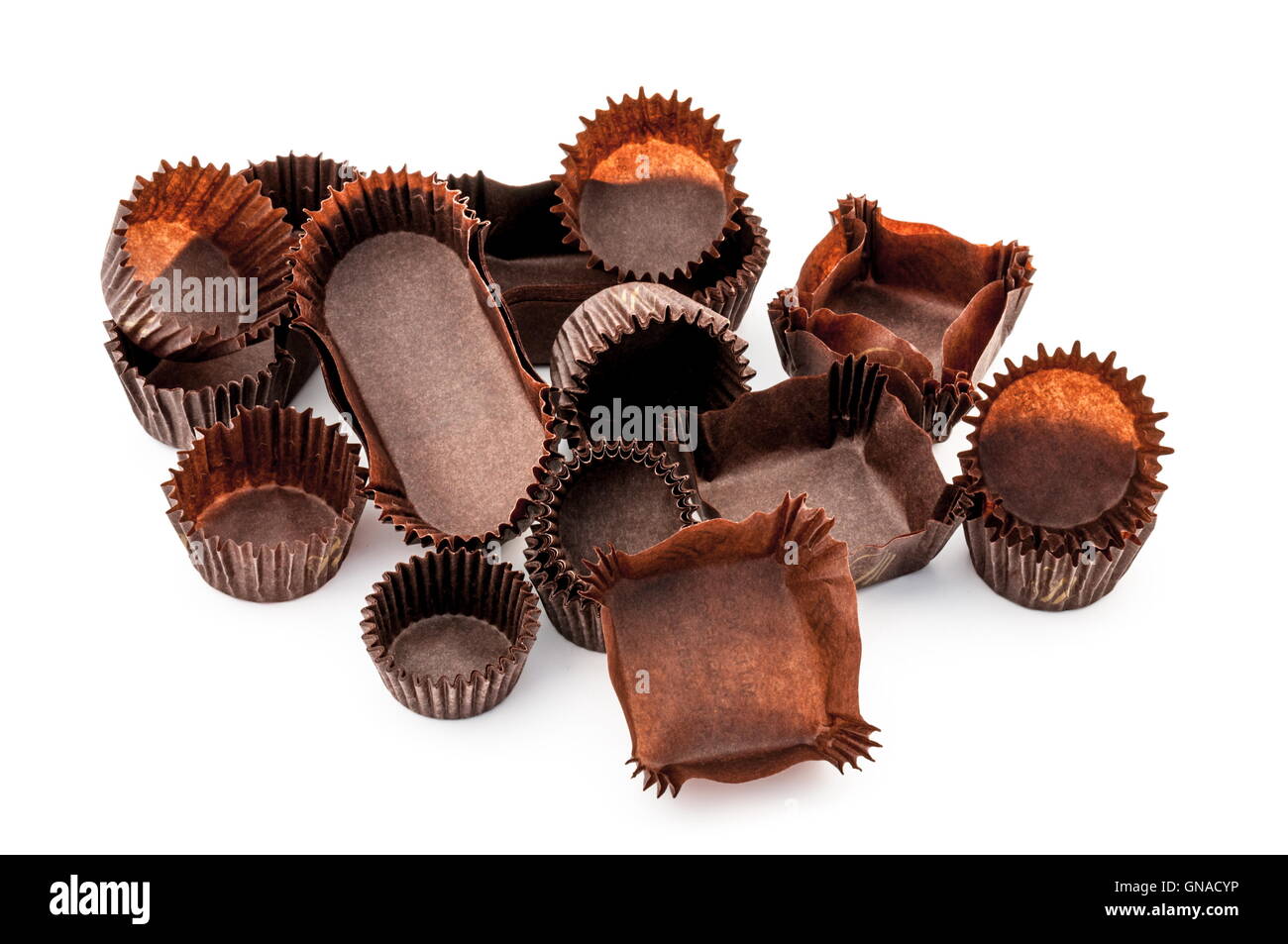 Schokolade braun gemischte Bäckerei Tassen Stockfoto