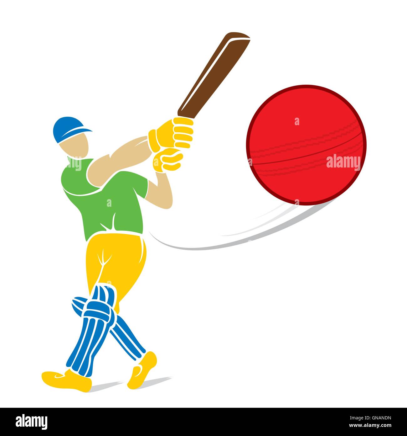 Cricketspieler schlagen große Shooting für sechs, Konzeption Stock Vektor