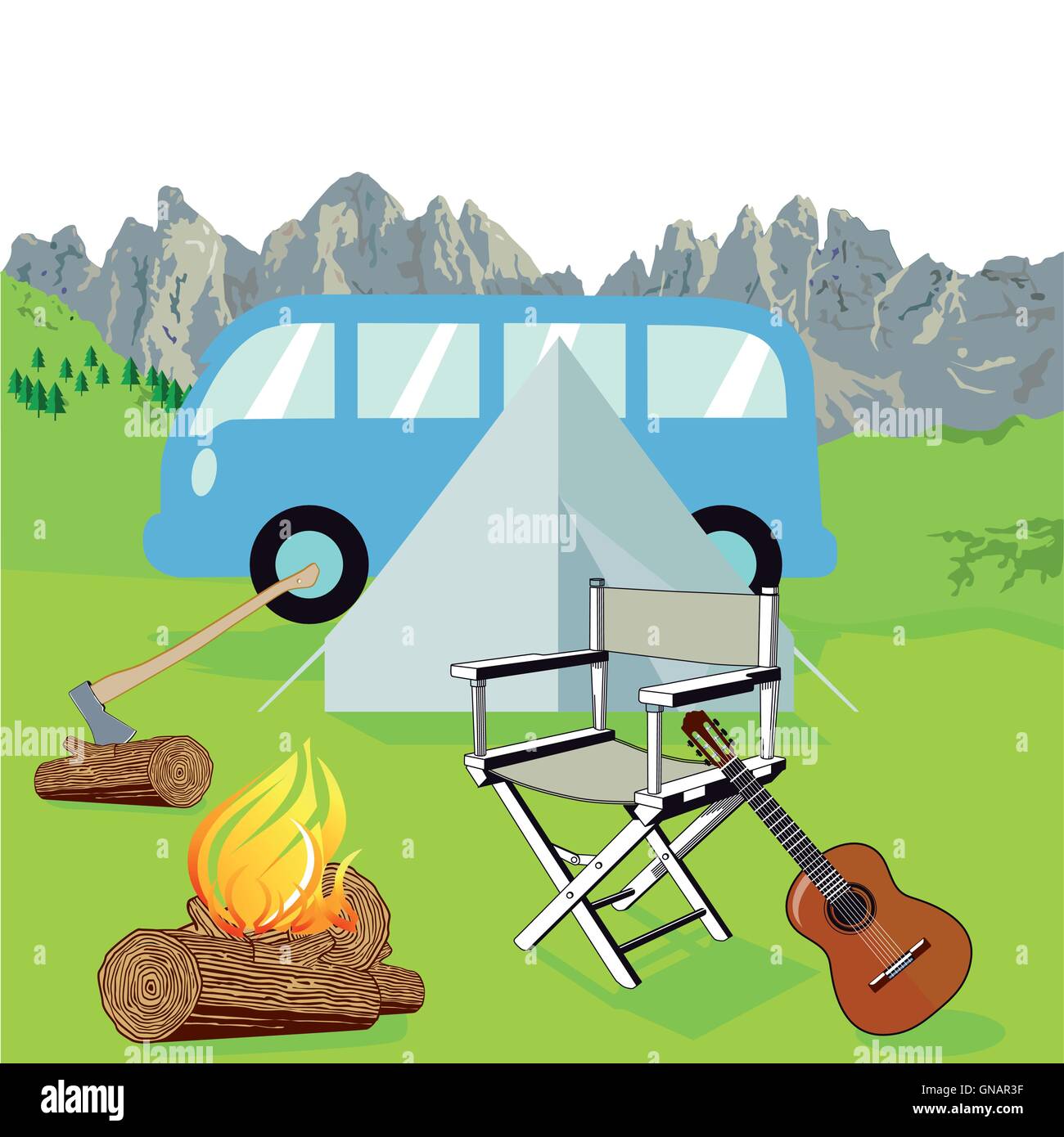 Sommer Camp in den Bergen Stock Vektor