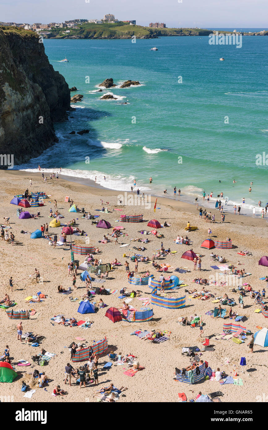 Lusty Glaze Strand in Newquay, Cornwall. Stockfoto