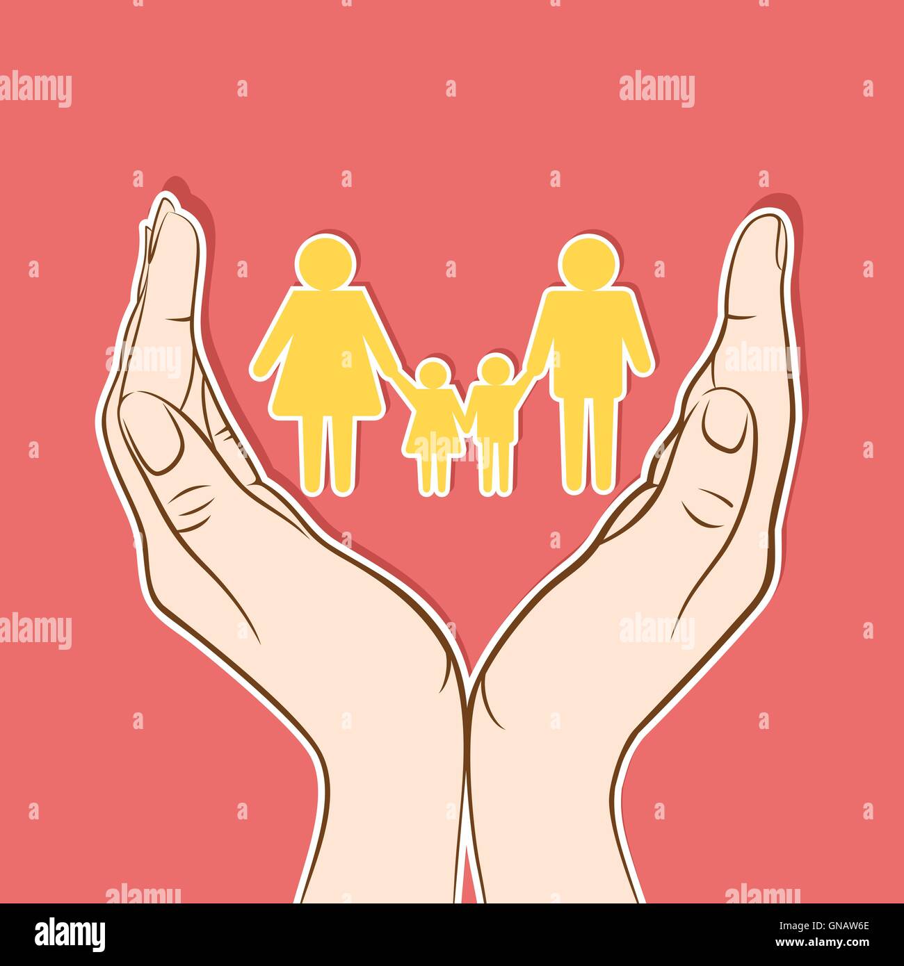 glückliche Familie zwischen Hand-design Stock Vektor