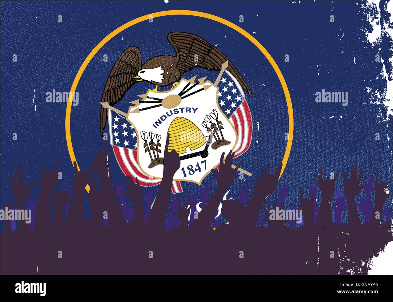 Utah State Flag mit Publikum Stock Vektor