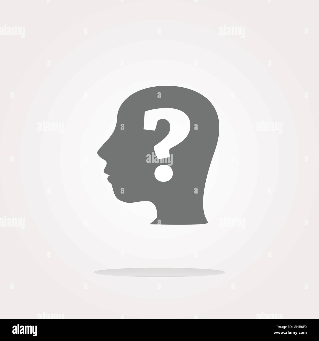 auf menschlichen Kopf Symbol Vektor, auf menschlichen Kopf Symbol, auf menschlichen Kopf Symbol-Bild, Frage Ma Fragezeichen Fragezeichen Fragezeichen Stock Vektor