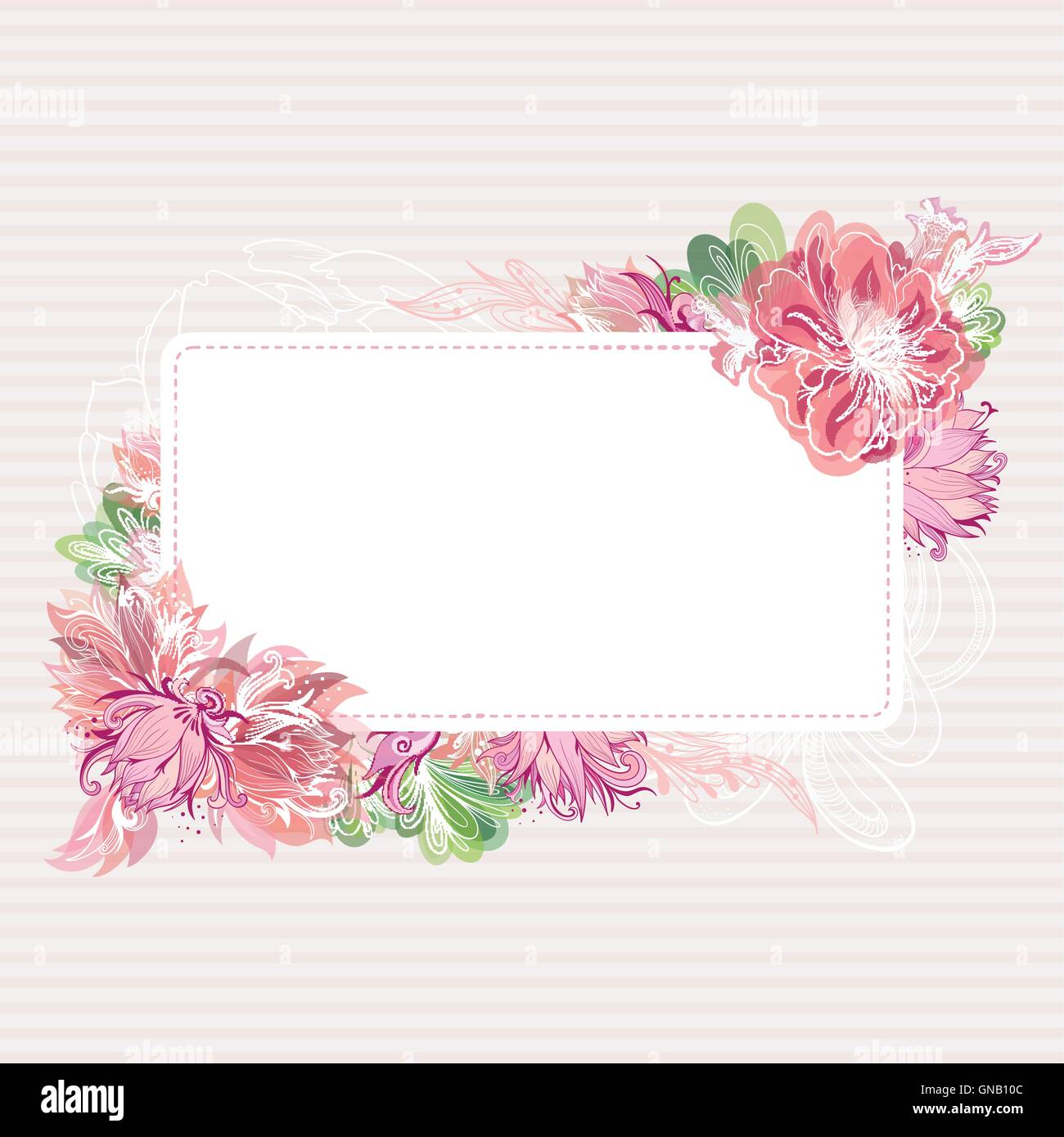 Romantische Vektor Kartenvorlage mit floralen Bordüre Stock Vektor