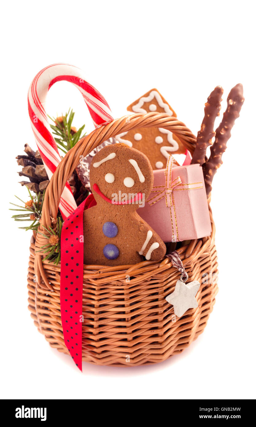 Gingerbreadman und andere Leckereien auf weiß Stockfoto