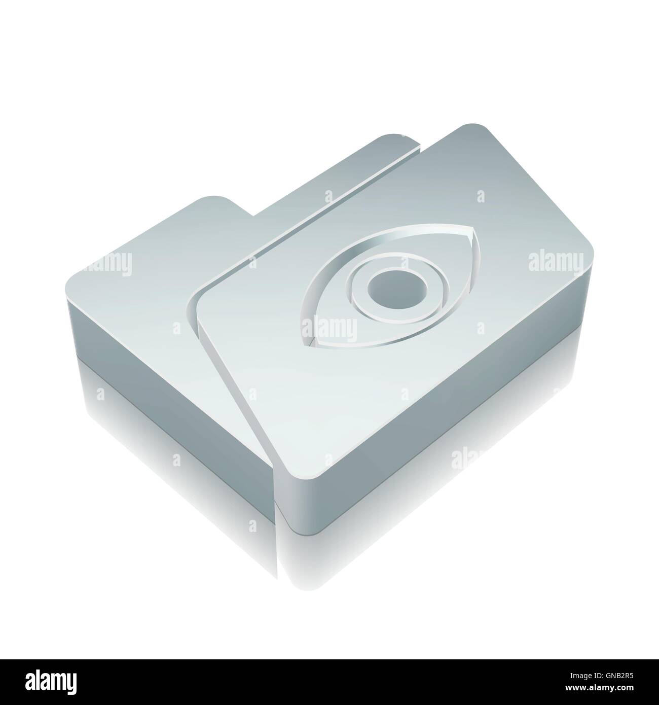3D metallic Ordner mit Augensymbol mit Reflexion, Vektor-Illustration. Stock Vektor