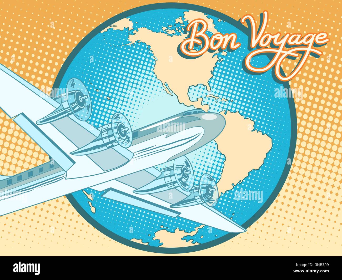 Bon voyage Retro-Flugzeugposter abstrakt Stock Vektor