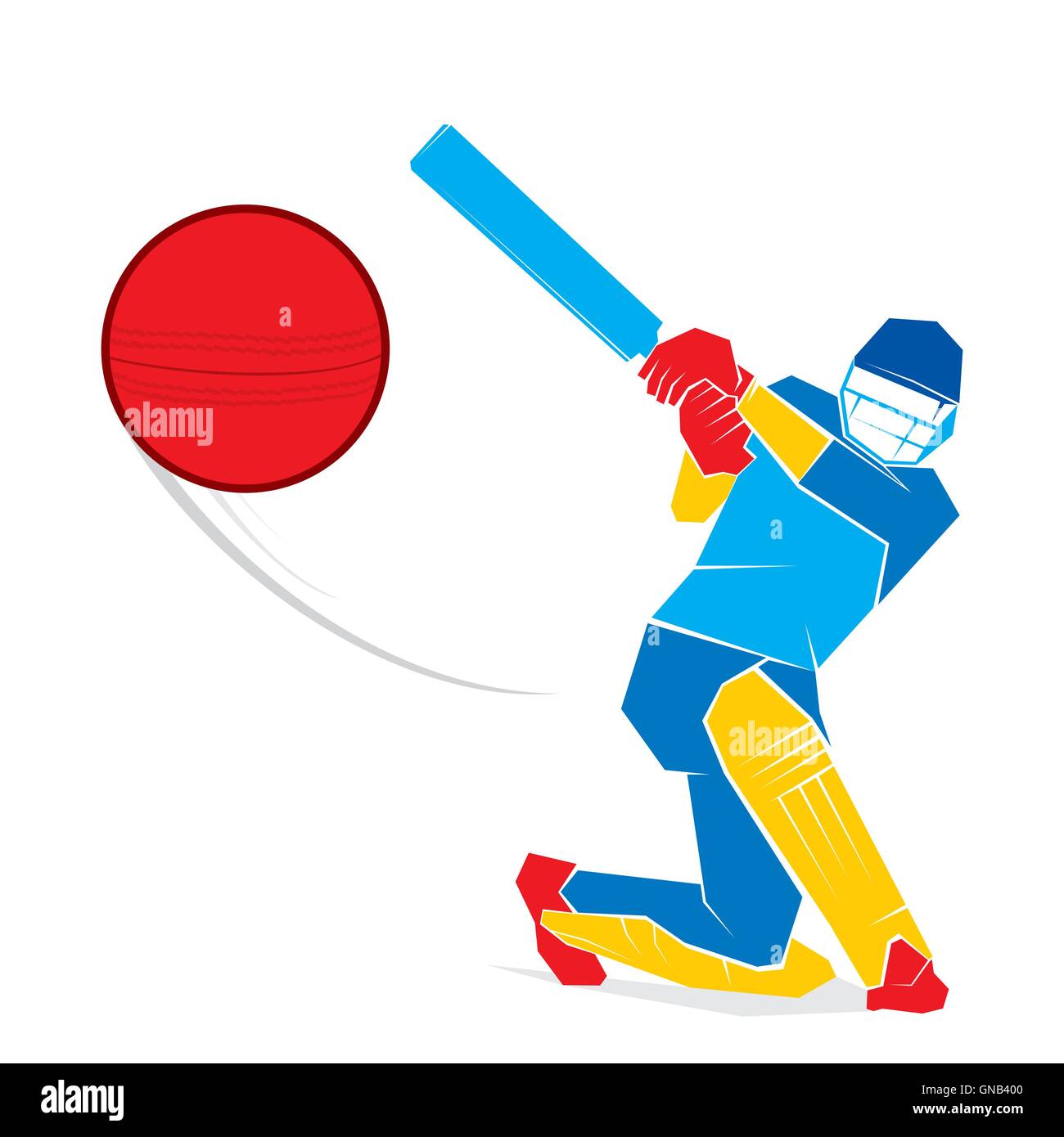 Skizze Cricketspieler schlagen den Ball Design Vektor Stock Vektor