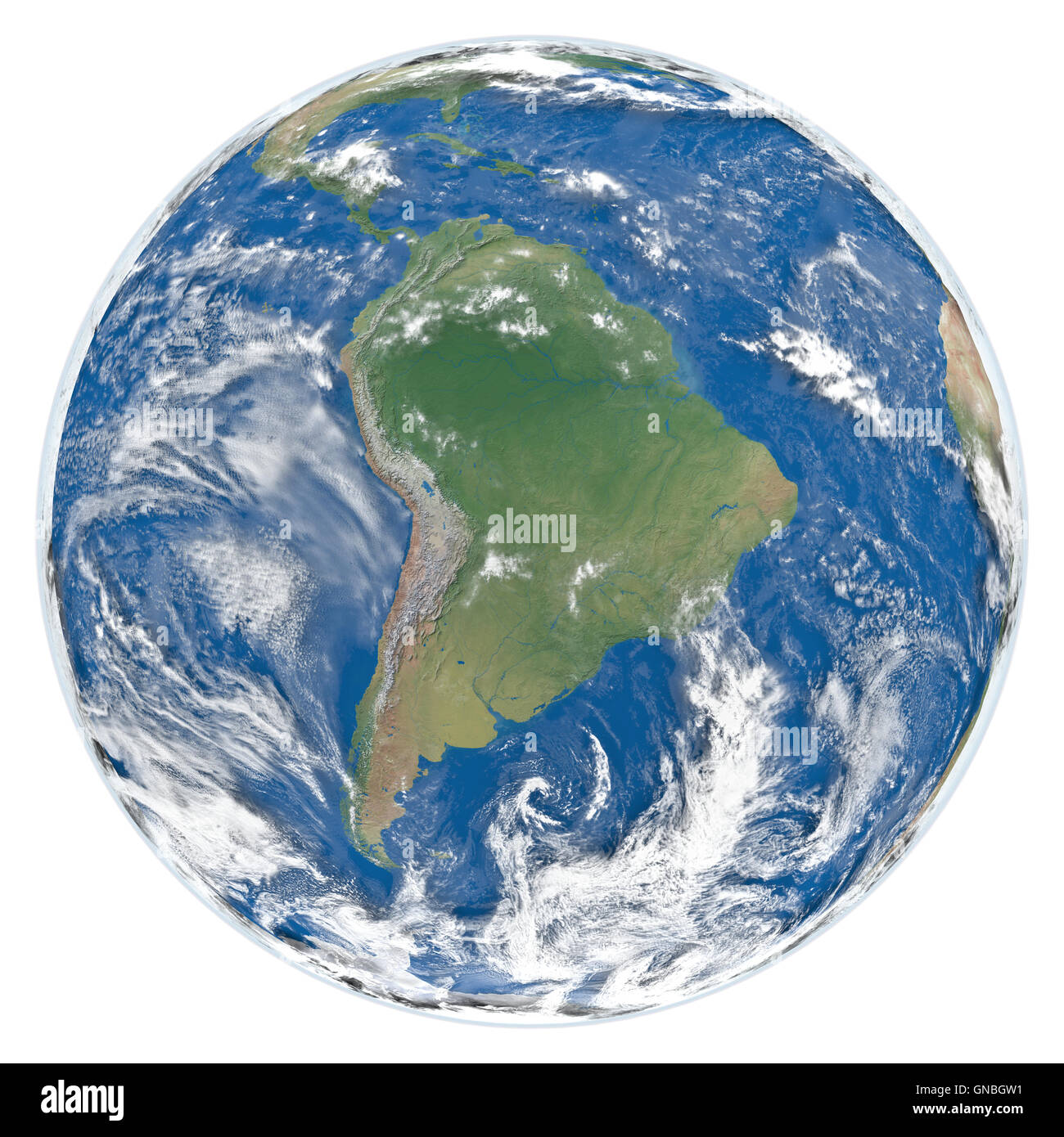 Modell der Erde vor Südamerika Stockfoto