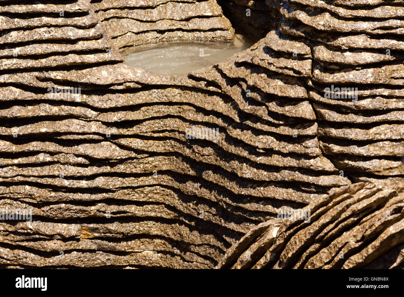 Hintergrund der Pancake Rocks von Punakaiki, NZ Stockfoto
