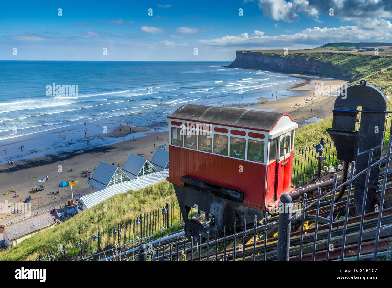 Saltburn durch das Meer Wasser betriebene Standseilbahn Stockfoto