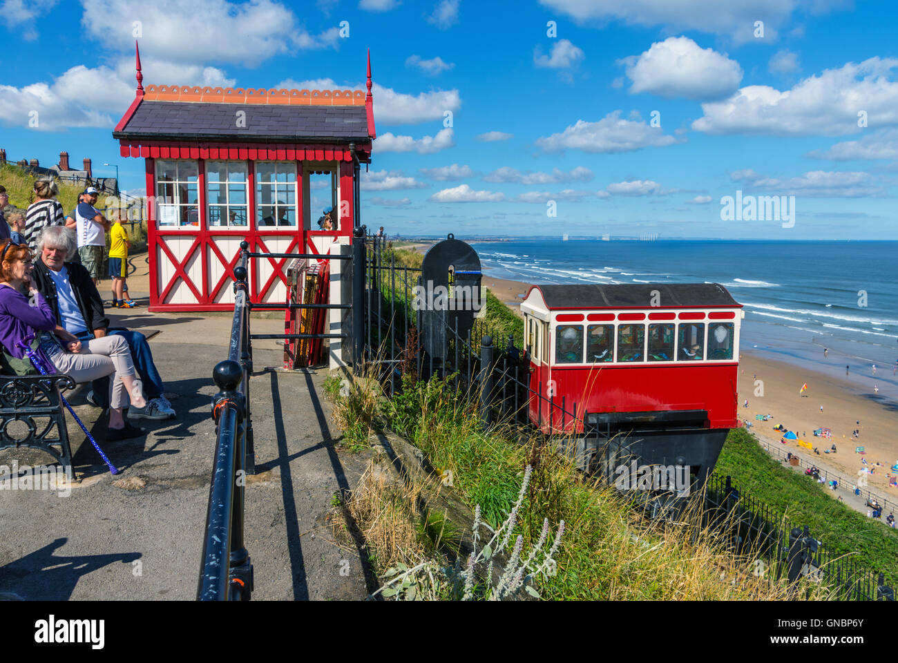 Saltburn durch das Meer Wasser betriebene Standseilbahn Stockfoto