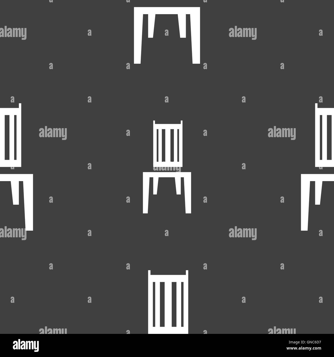 Stuhl-Symbol Zeichen. Nahtlose Muster auf einem grauen Hintergrund. Vektor Stock Vektor