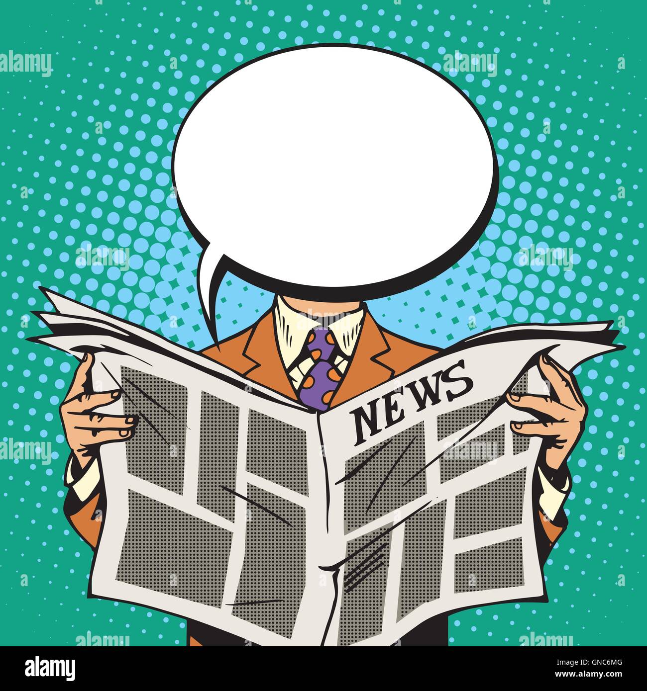 Blase Kopf Leser der Zeitung Stock Vektor