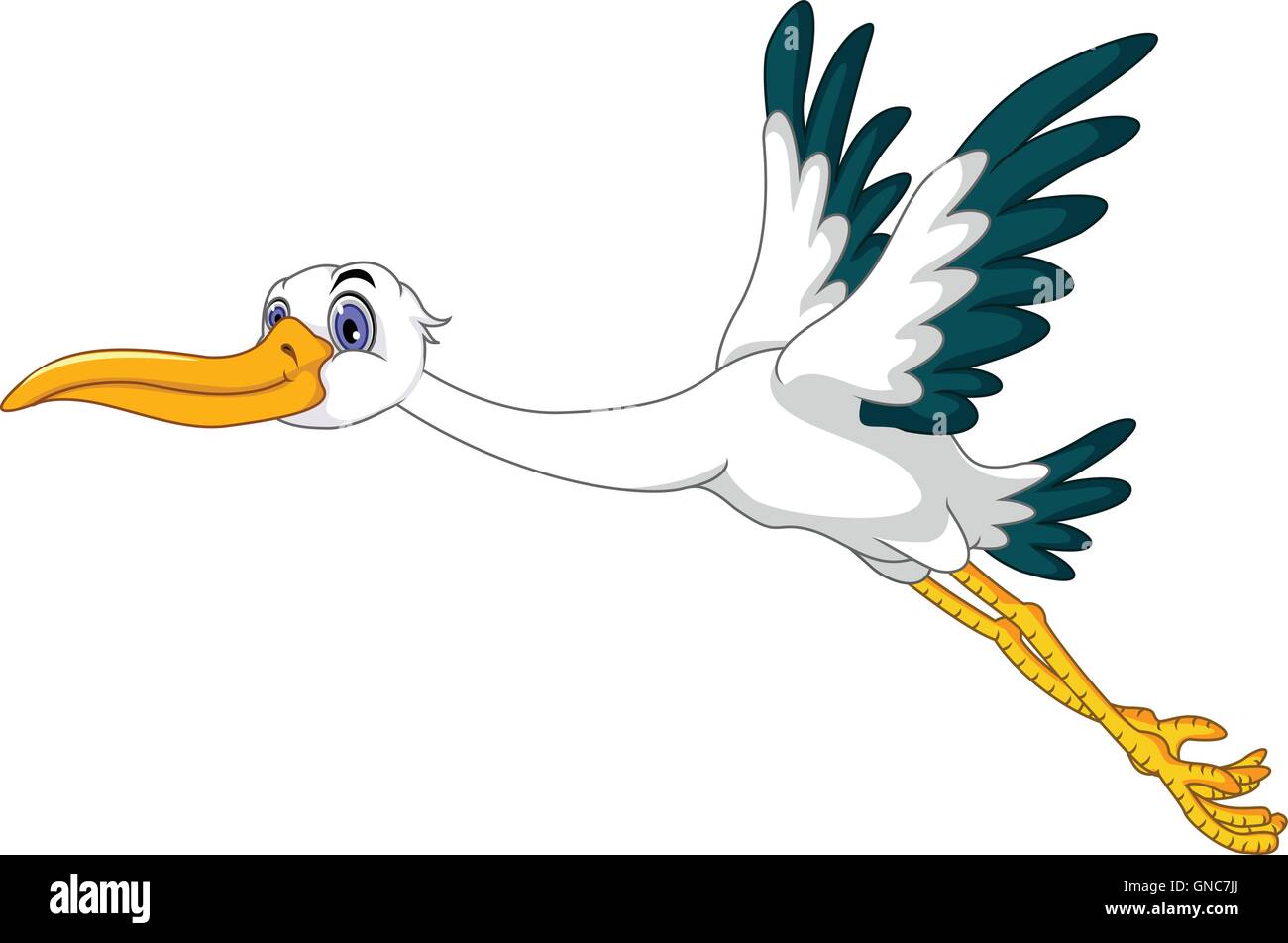niedliche Storch Cartoon fliegen Stock Vektor