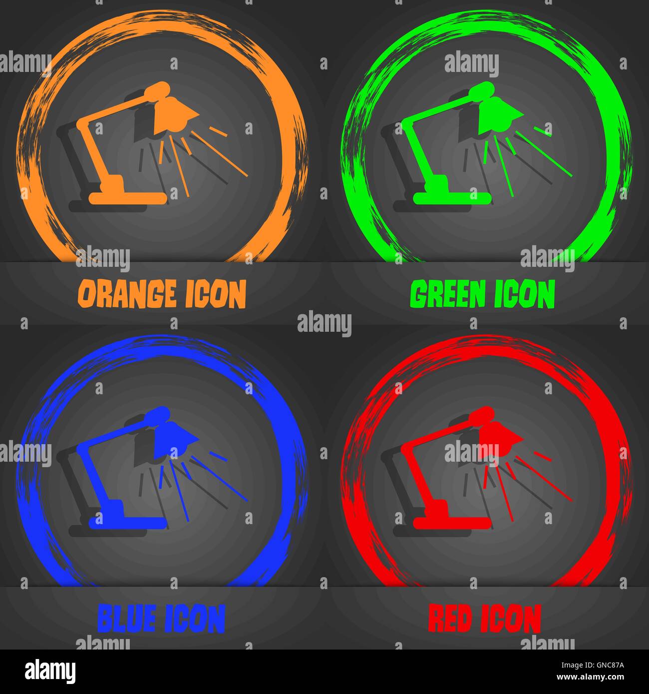 Leselampe Symbol. Moderne stilvolle. In orange, grün, blau, rot-Design. Vektor Stock Vektor