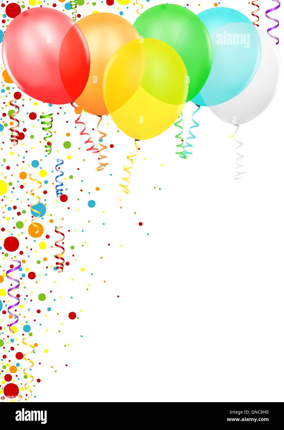 Konfetti und Party Ballons Stock Vektor