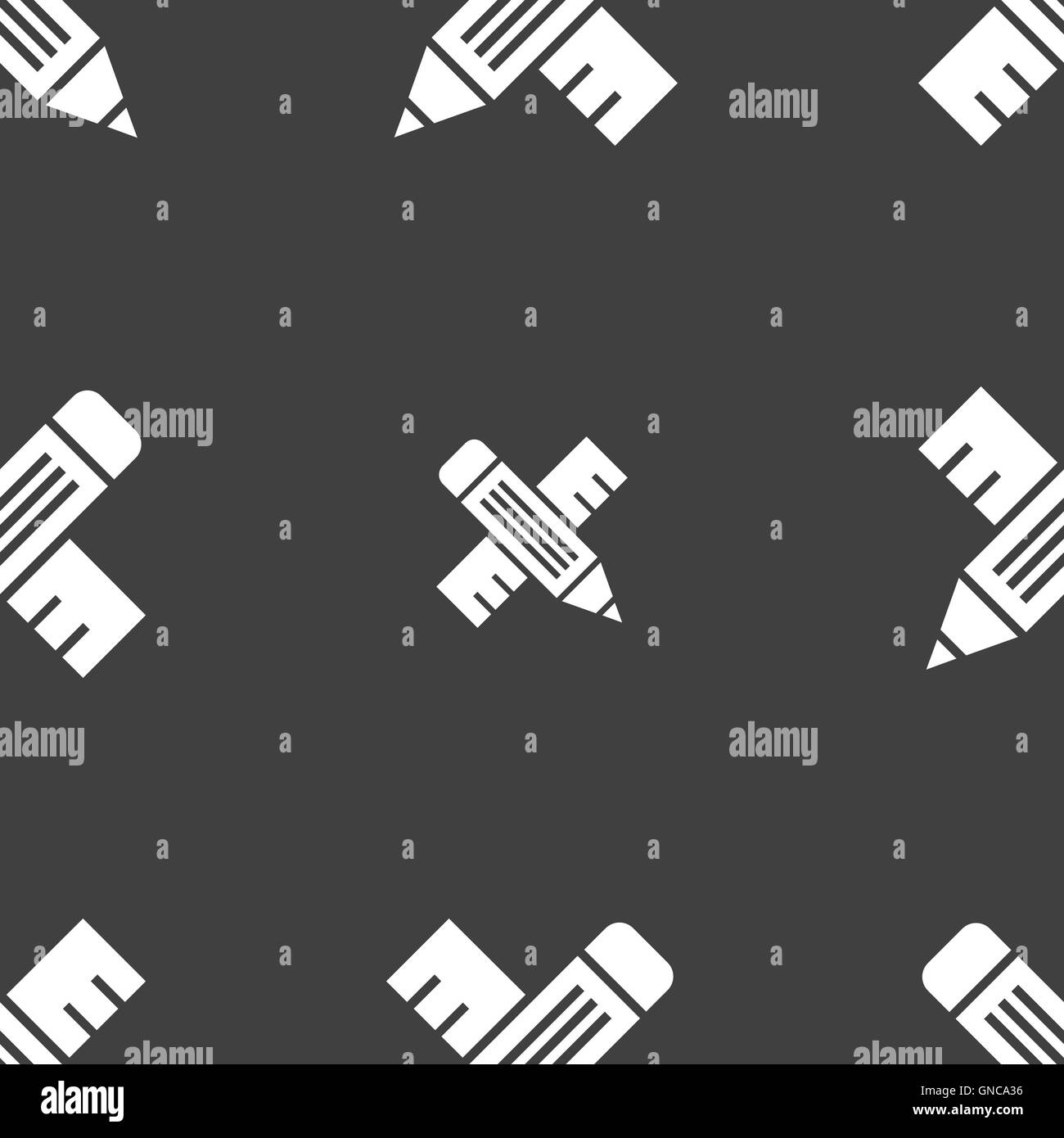 Bleistift mit Lineal-Symbol Zeichen. Nahtlose Muster auf einem grauen Hintergrund. Vektor Stock Vektor