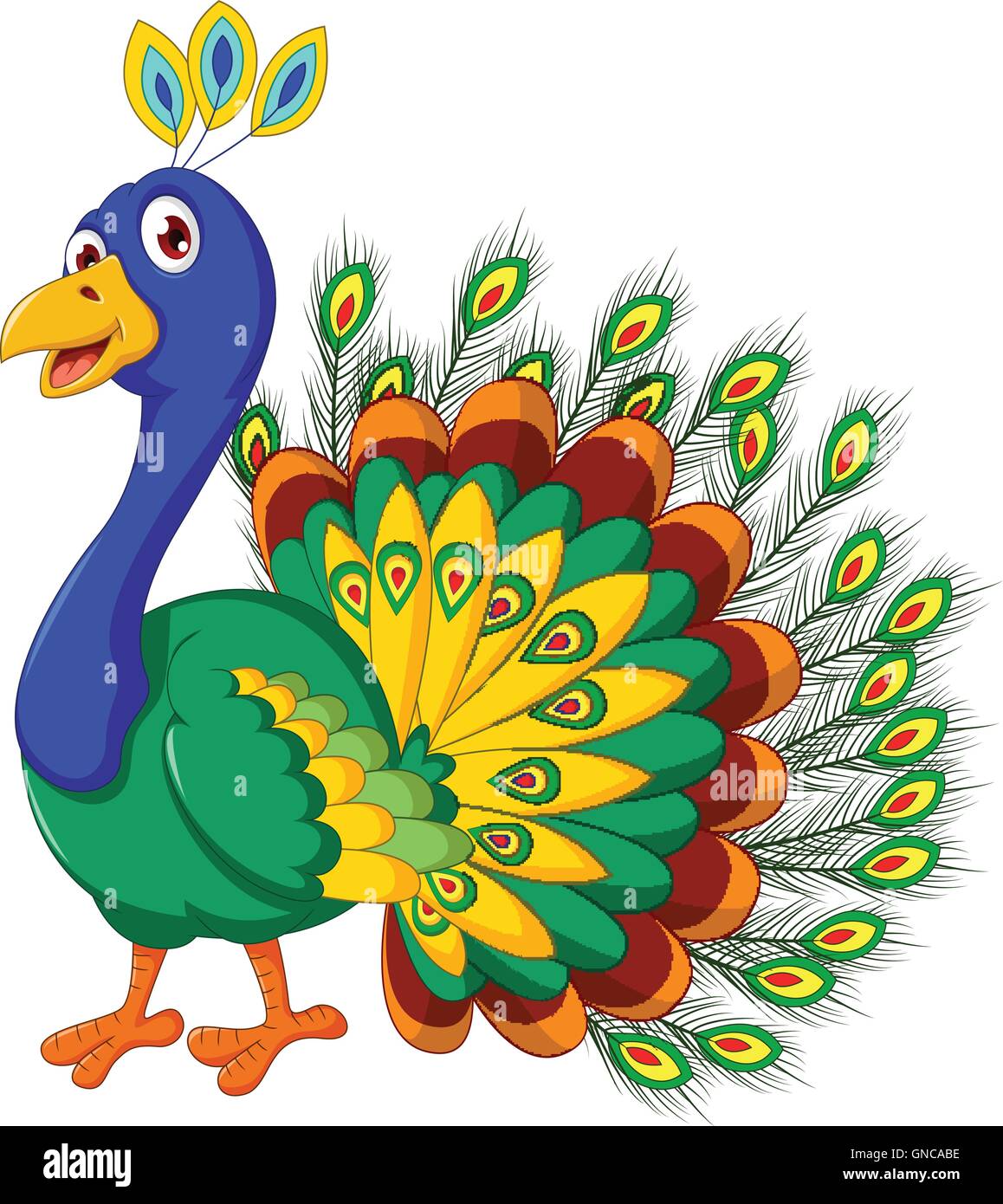 niedliche Pfau Cartoon posiert Stock Vektor