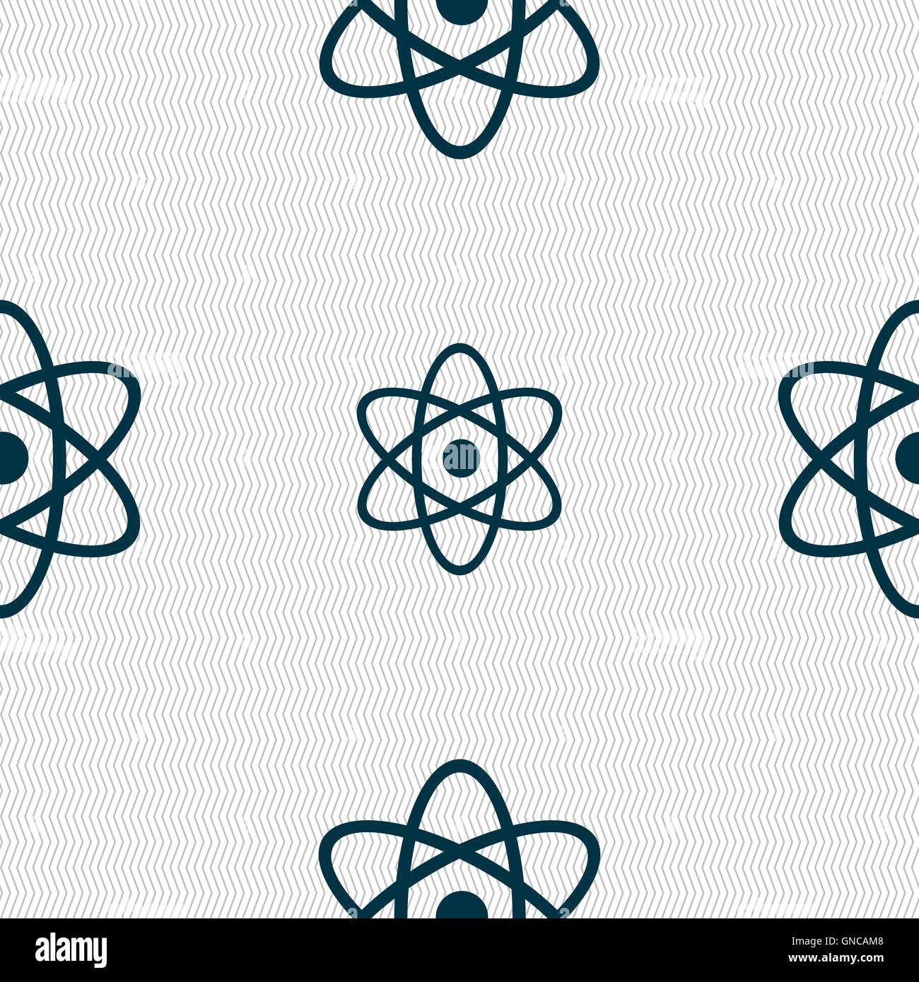 Atom, Physik Symbol Zeichen. Nahtlose Muster mit geometrischen Struktur. Vektor Stock Vektor